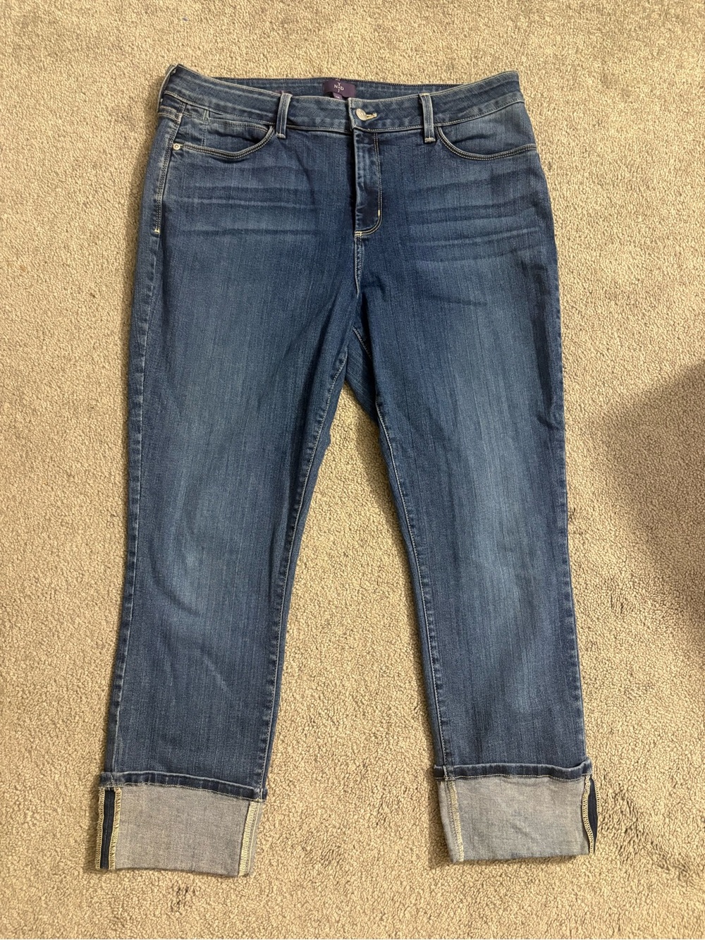 NYDJ Lorena Boyfriend Jeans Size 14 Medium Wash Cuffed Denim